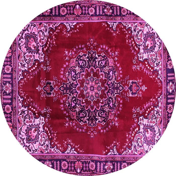 Round Medallion Pink Traditional Rug, tr2557pnk
