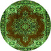 Square Medallion Green Traditional Rug, tr2557grn