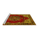 Sideview of Machine Washable Medallion Yellow Traditional Rug, wshtr2557yw