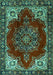 Machine Washable Medallion Turquoise Traditional Area Rugs, wshtr2557turq