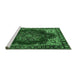 Sideview of Machine Washable Medallion Emerald Green Traditional Area Rugs, wshtr2557emgrn