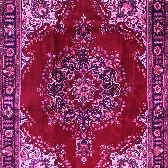 Machine Washable Medallion Pink Traditional Rug, wshtr2557pnk