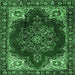 Square Medallion Emerald Green Traditional Rug, tr2557emgrn