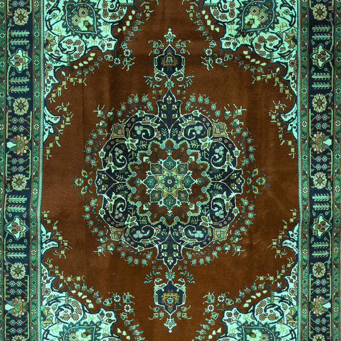 Medallion Turquoise Traditional Rug, tr2557turq