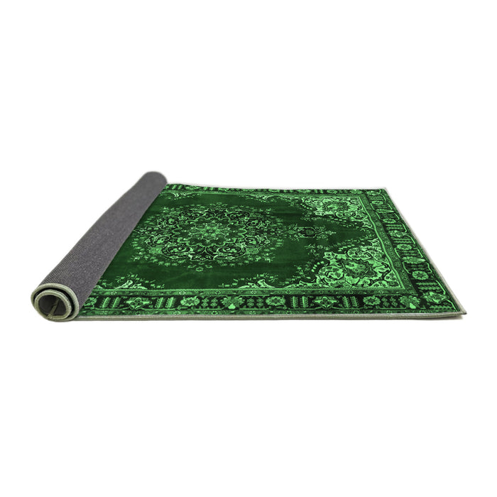 Sideview of Medallion Emerald Green Traditional Rug, tr2557emgrn