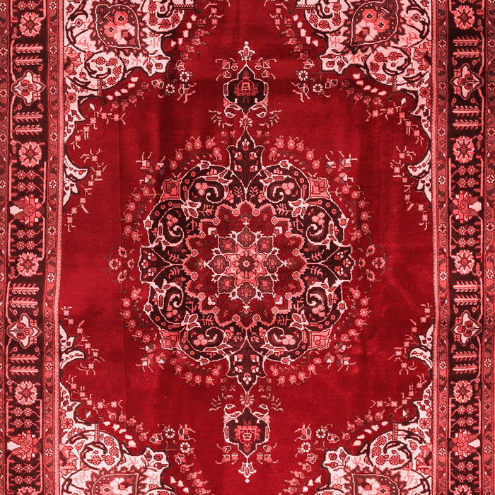 Machine Washable Medallion Red Traditional Rug, wshtr2557red