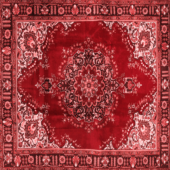 Machine Washable Medallion Red Traditional Rug, wshtr2557red