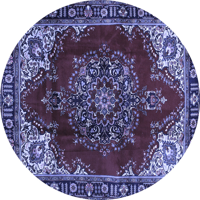 Round Medallion Blue Traditional Rug, tr2557blu