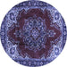 Round Medallion Blue Traditional Rug, tr2557blu