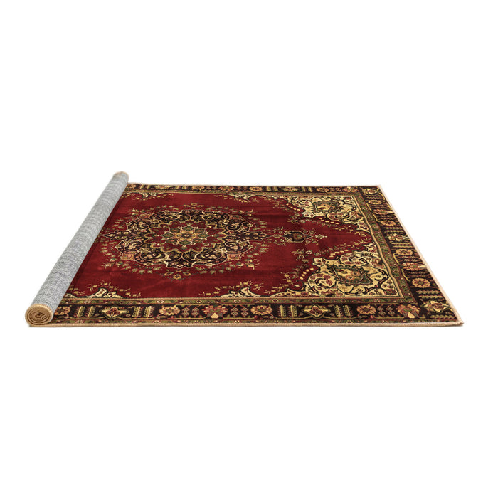 Sideview of Machine Washable Medallion Brown Traditional Rug, wshtr2557brn
