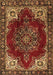 Machine Washable Medallion Brown Traditional Rug, wshtr2557brn