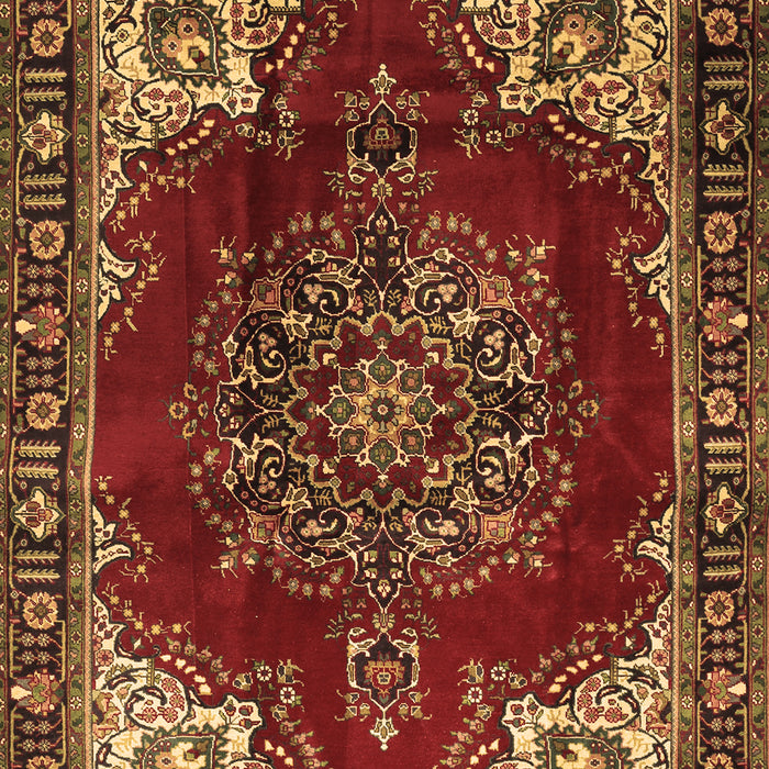 Machine Washable Medallion Brown Traditional Rug, wshtr2557brn