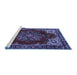 Sideview of Machine Washable Medallion Blue Traditional Rug, wshtr2557blu