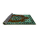 Sideview of Medallion Turquoise Traditional Rug, tr2557turq