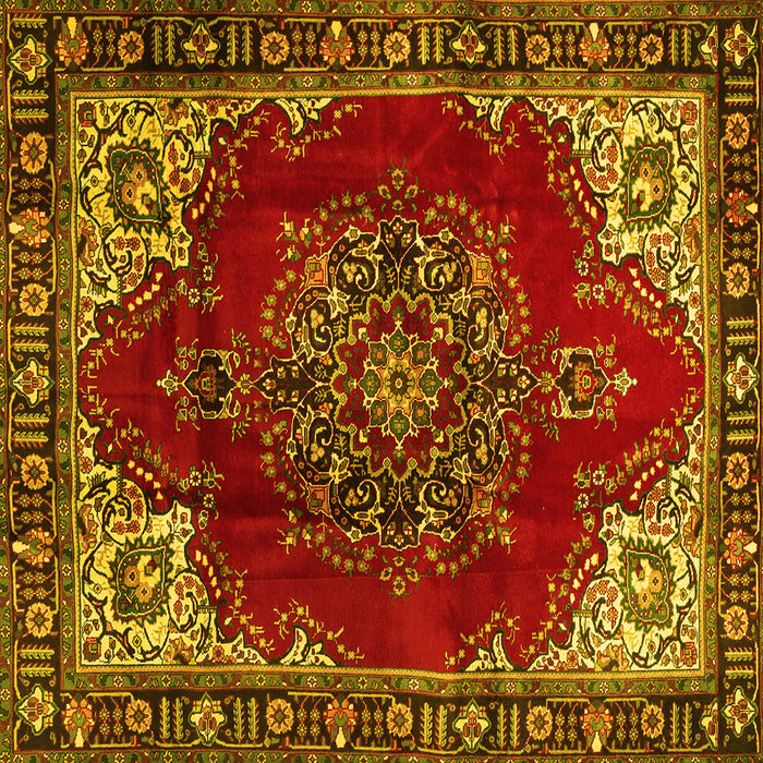 Square Medallion Yellow Traditional Rug, tr2557yw