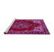 Sideview of Machine Washable Medallion Pink Traditional Rug, wshtr2557pnk