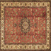 Square Machine Washable Persian Brown Traditional Rug, wshtr2558brn