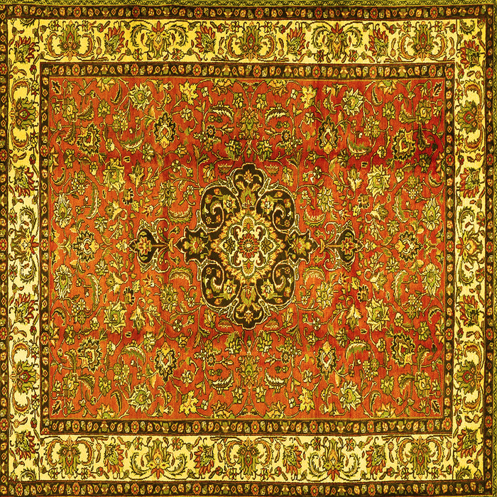 Square Machine Washable Persian Yellow Traditional Rug, wshtr2558yw