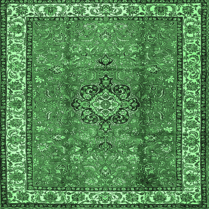 Square Persian Emerald Green Traditional Rug, tr2558emgrn