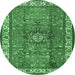 Round Persian Emerald Green Traditional Rug, tr2558emgrn