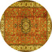 Round Persian Yellow Traditional Rug, tr2558yw