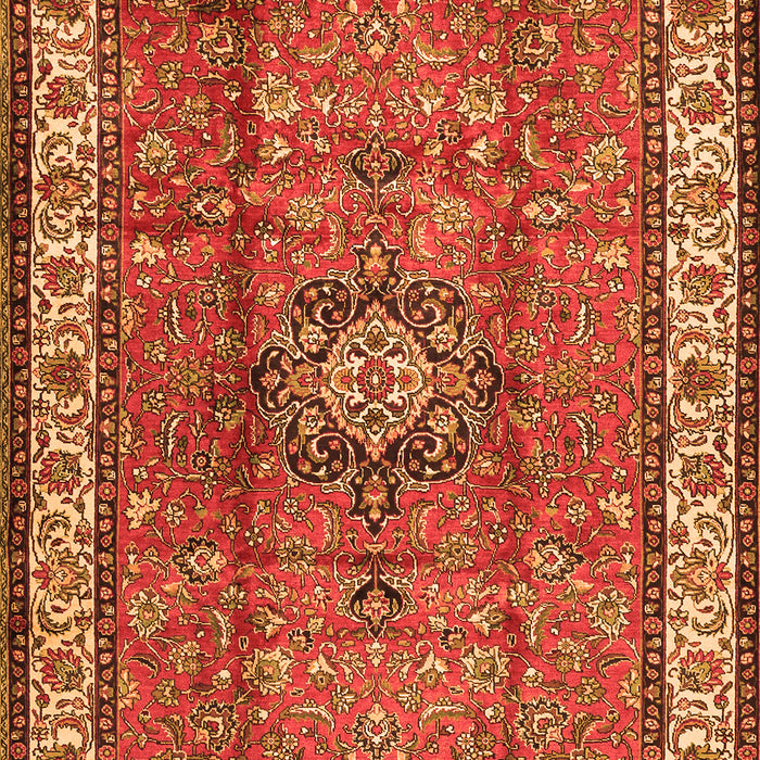 Serging Thickness of Machine Washable Persian Orange Traditional Area Rugs, wshtr2558org