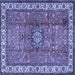 Square Machine Washable Persian Blue Traditional Rug, wshtr2558blu