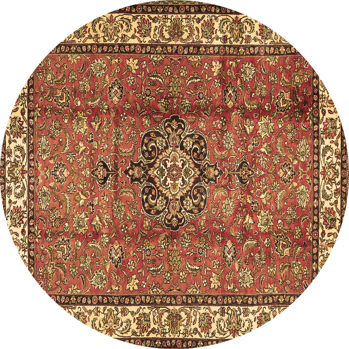 Round Persian Brown Traditional Rug, tr2558brn