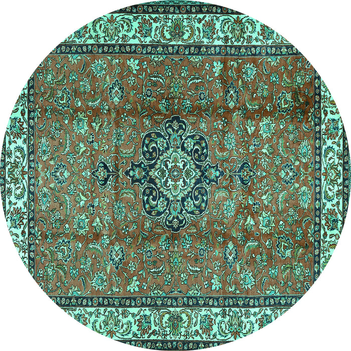 Round Persian Turquoise Traditional Rug, tr2558turq