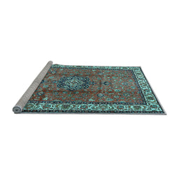 Sideview of Machine Washable Persian Light Blue Traditional Rug, wshtr2558lblu