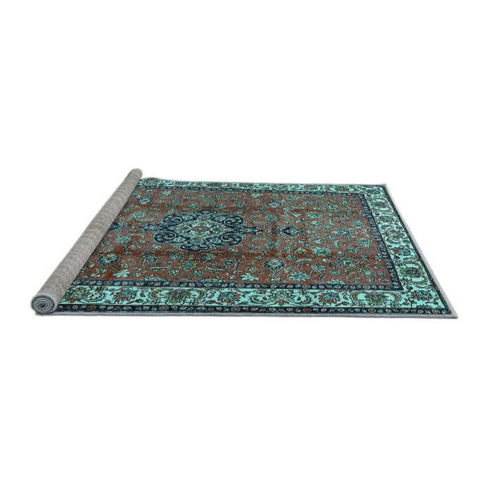 Sideview of Machine Washable Persian Light Blue Traditional Rug, wshtr2558lblu