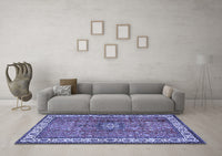 Machine Washable Persian Blue Traditional Rug, wshtr2558blu