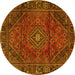 Round Machine Washable Persian Yellow Traditional Rug, wshtr2559yw