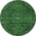 Round Persian Emerald Green Traditional Rug, tr2559emgrn