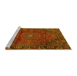 Sideview of Machine Washable Persian Yellow Traditional Rug, wshtr2559yw