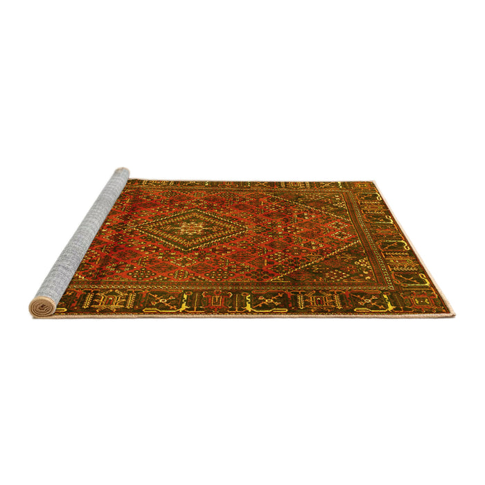 Sideview of Machine Washable Persian Yellow Traditional Rug, wshtr2559yw