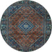 Round Machine Washable Persian Light Blue Traditional Rug, wshtr2559lblu