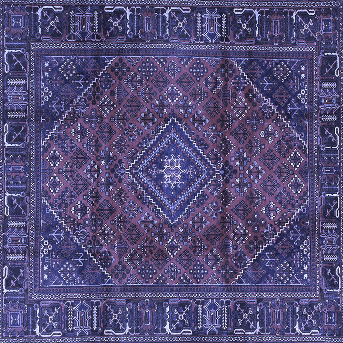 Square Machine Washable Persian Blue Traditional Rug, wshtr2559blu