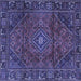 Square Machine Washable Persian Blue Traditional Rug, wshtr2559blu