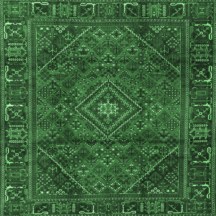 Square Persian Emerald Green Traditional Rug, tr2559emgrn
