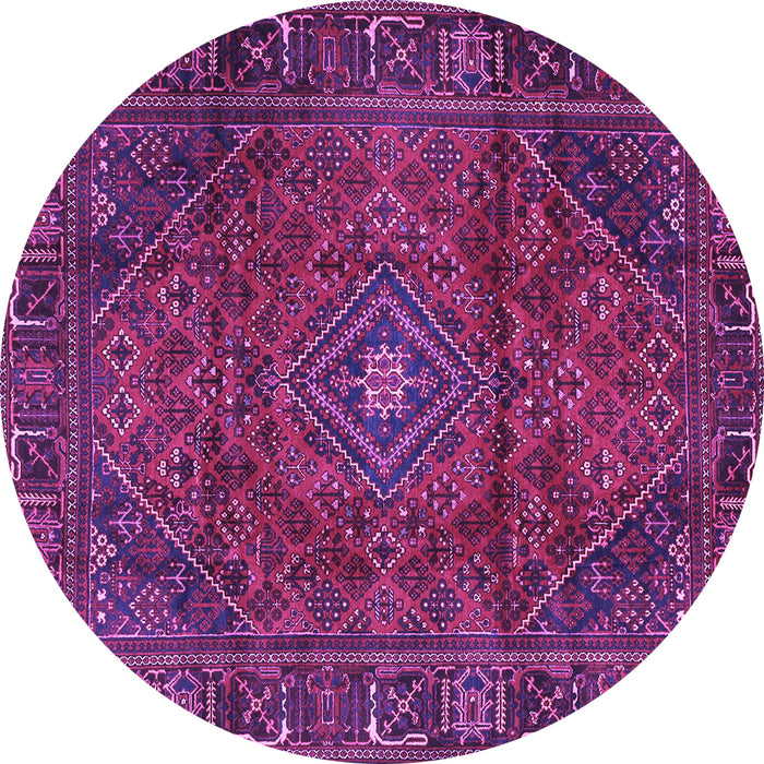 Round Machine Washable Persian Purple Traditional Area Rugs, wshtr2559pur