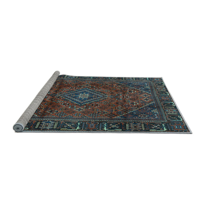 Sideview of Machine Washable Persian Light Blue Traditional Rug, wshtr2559lblu