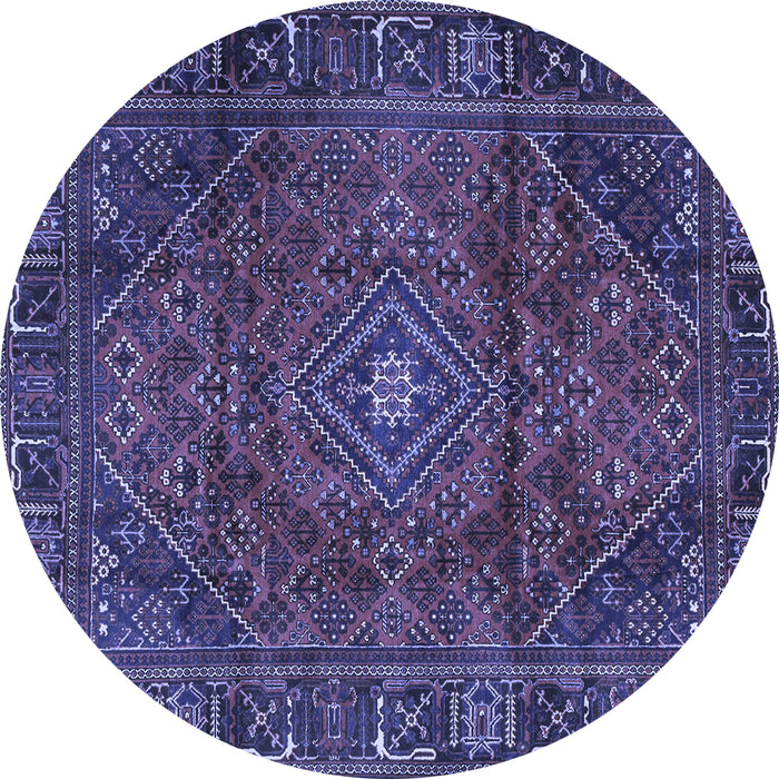 Round Machine Washable Persian Blue Traditional Rug, wshtr2559blu