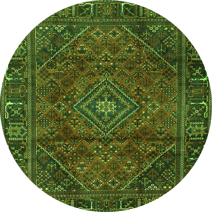 Square Persian Green Traditional Rug, tr2559grn
