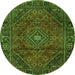 Square Persian Green Traditional Rug, tr2559grn