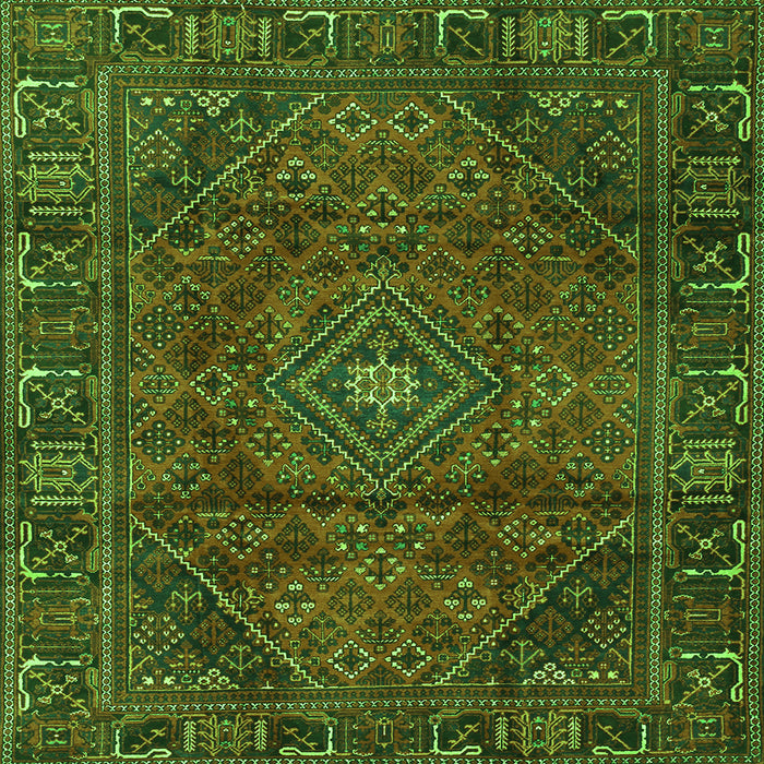 Round Machine Washable Persian Green Traditional Area Rugs, wshtr2559grn