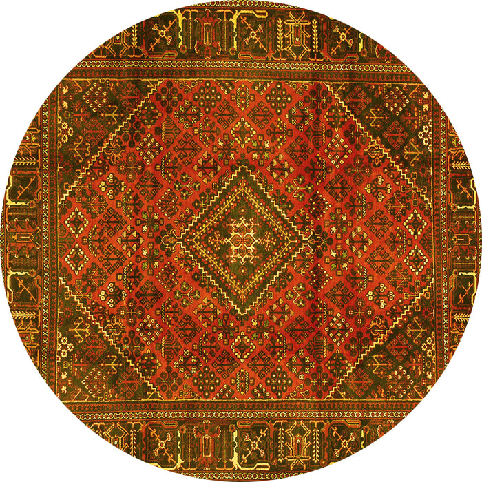 Round Persian Yellow Traditional Rug, tr2559yw