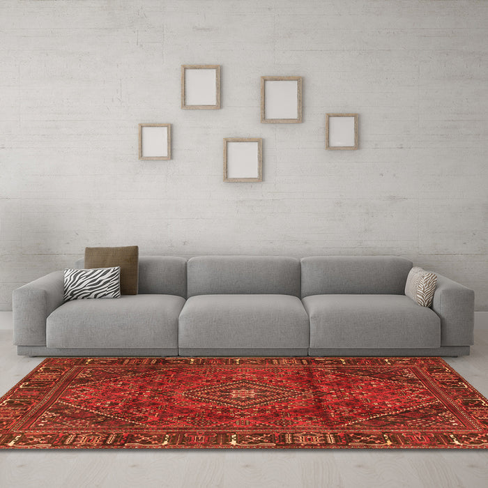 Machine Washable Persian Orange Traditional Area Rugs in a Living Room, wshtr2559org