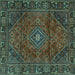 Square Machine Washable Persian Turquoise Traditional Area Rugs, wshtr2559turq