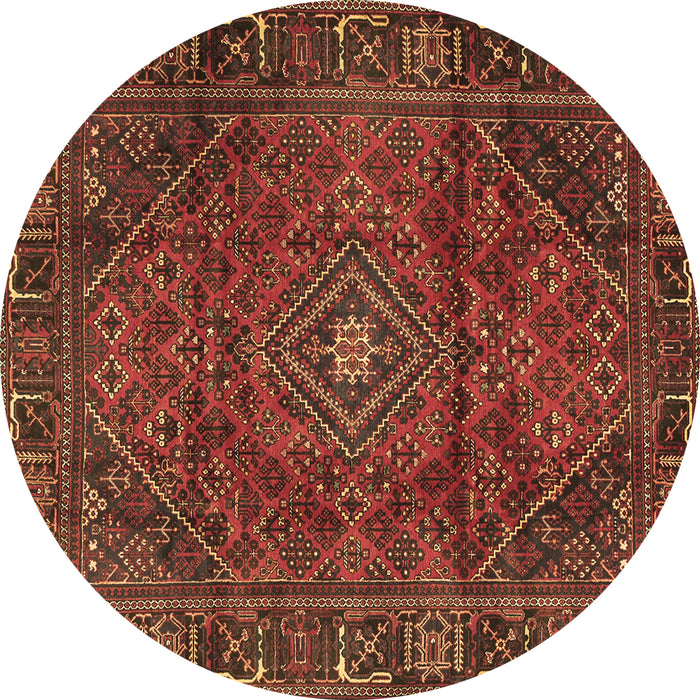 Round Machine Washable Persian Brown Traditional Rug, wshtr2559brn